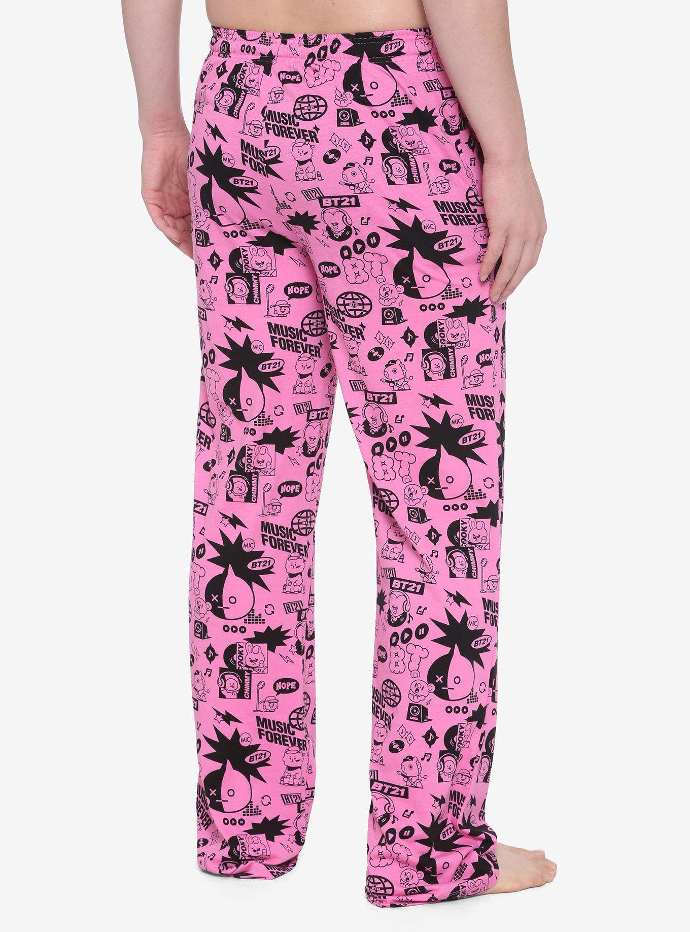 BT21 Black & Pink Pajama Pants, PINK, alternate