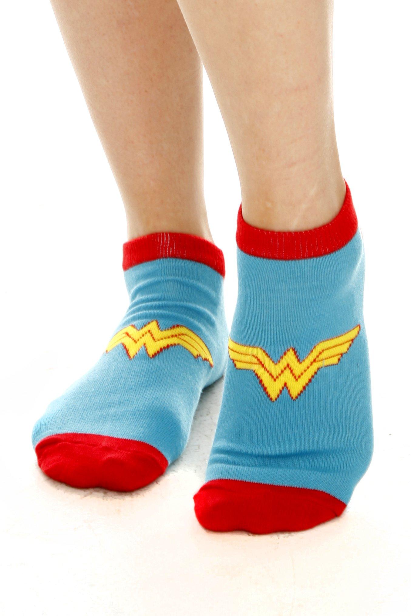 DC Comics Superhero No-Show Socks 5 Pair, , alternate