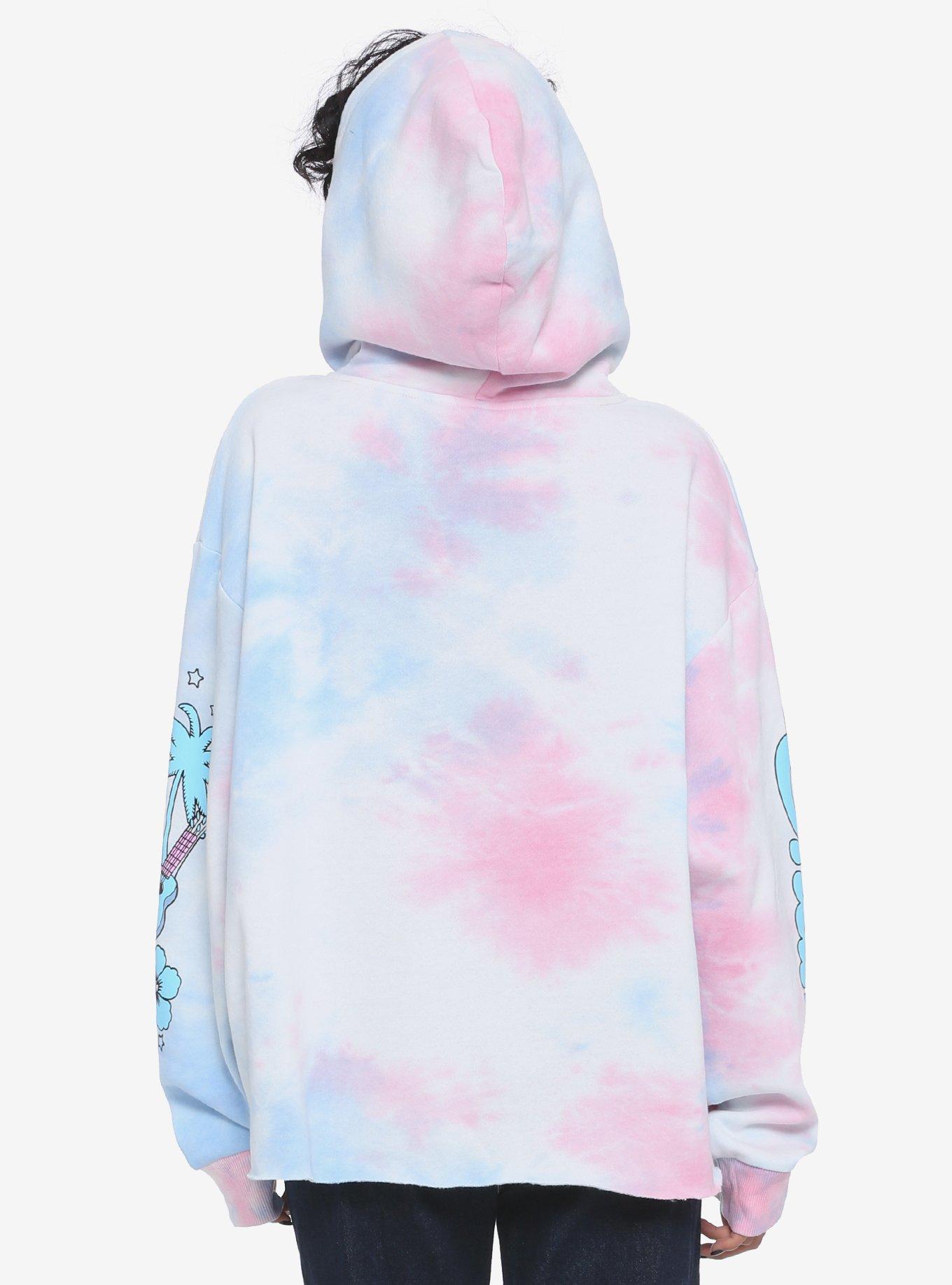 Disney Lilo & Stitch Pink & Blue Tie-Dye Girls Crop Hoodie, TIE DYE, alternate