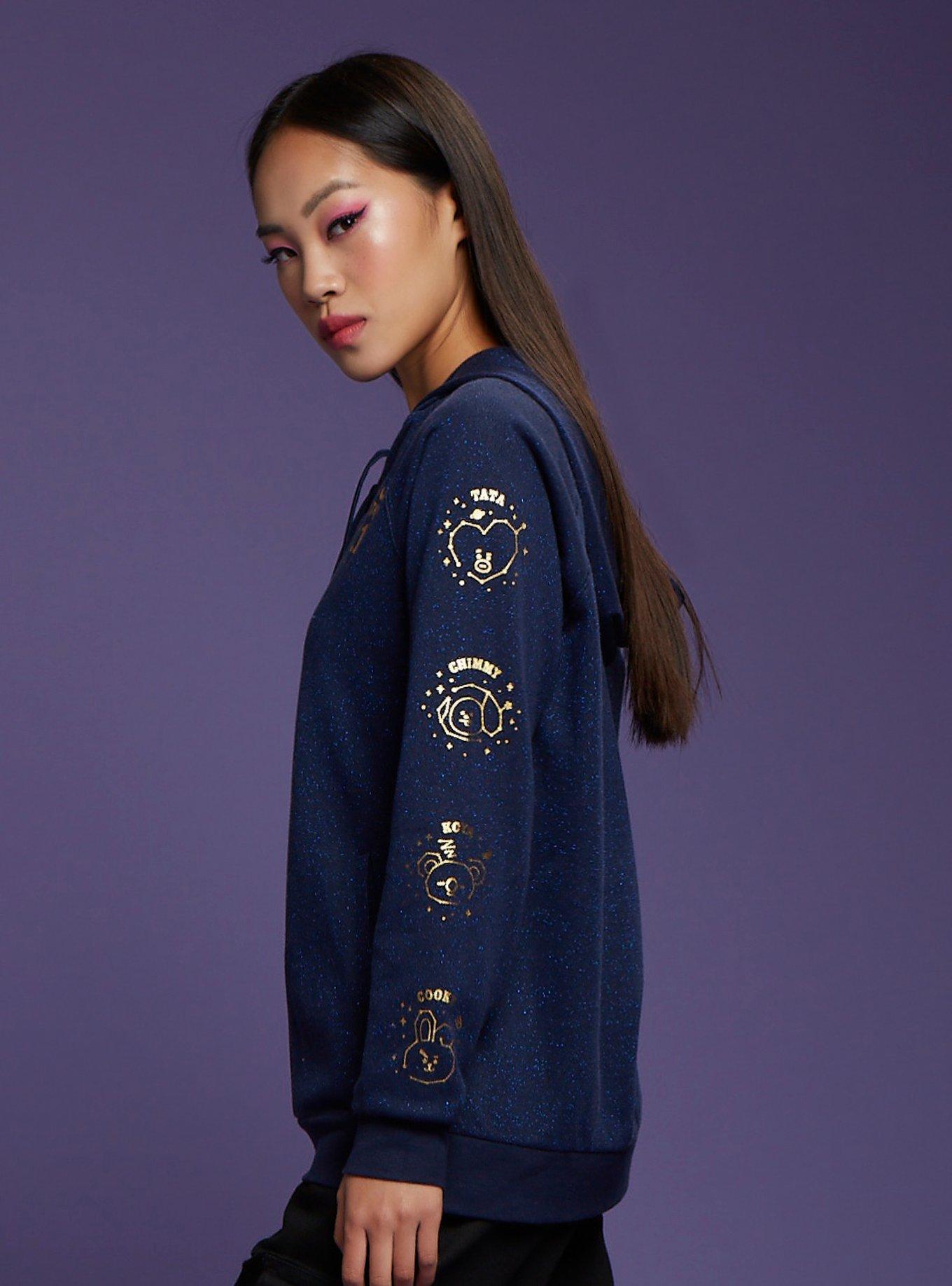 BT21 Metallic & Gold Constellation Girls Lace-Up Hoodie, GOLD, alternate