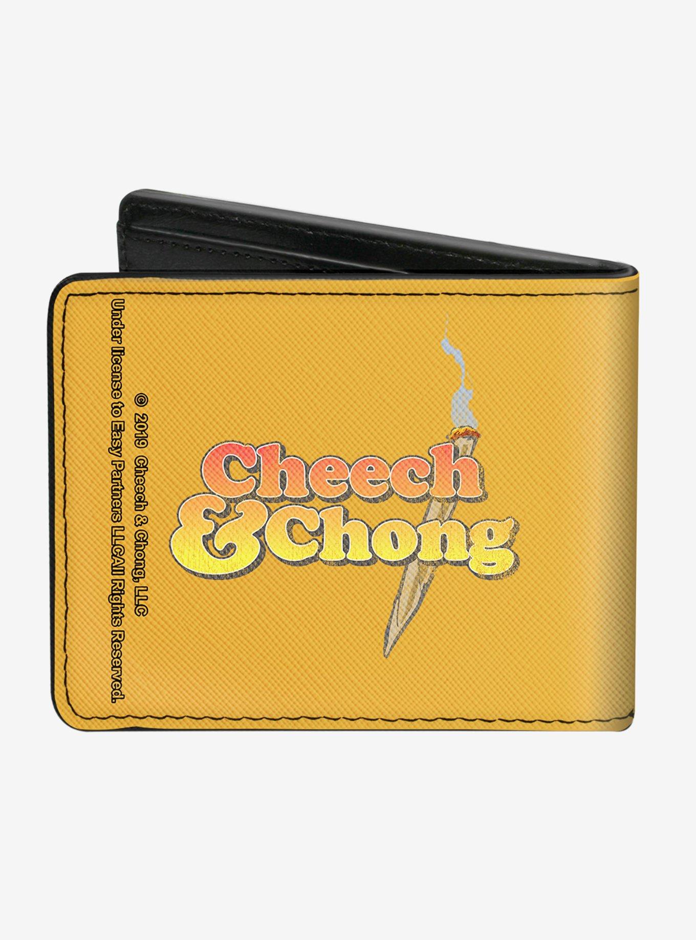 Cheech Chong Faces Silhouette Weathered Yellow Bifold Wallet, , alternate