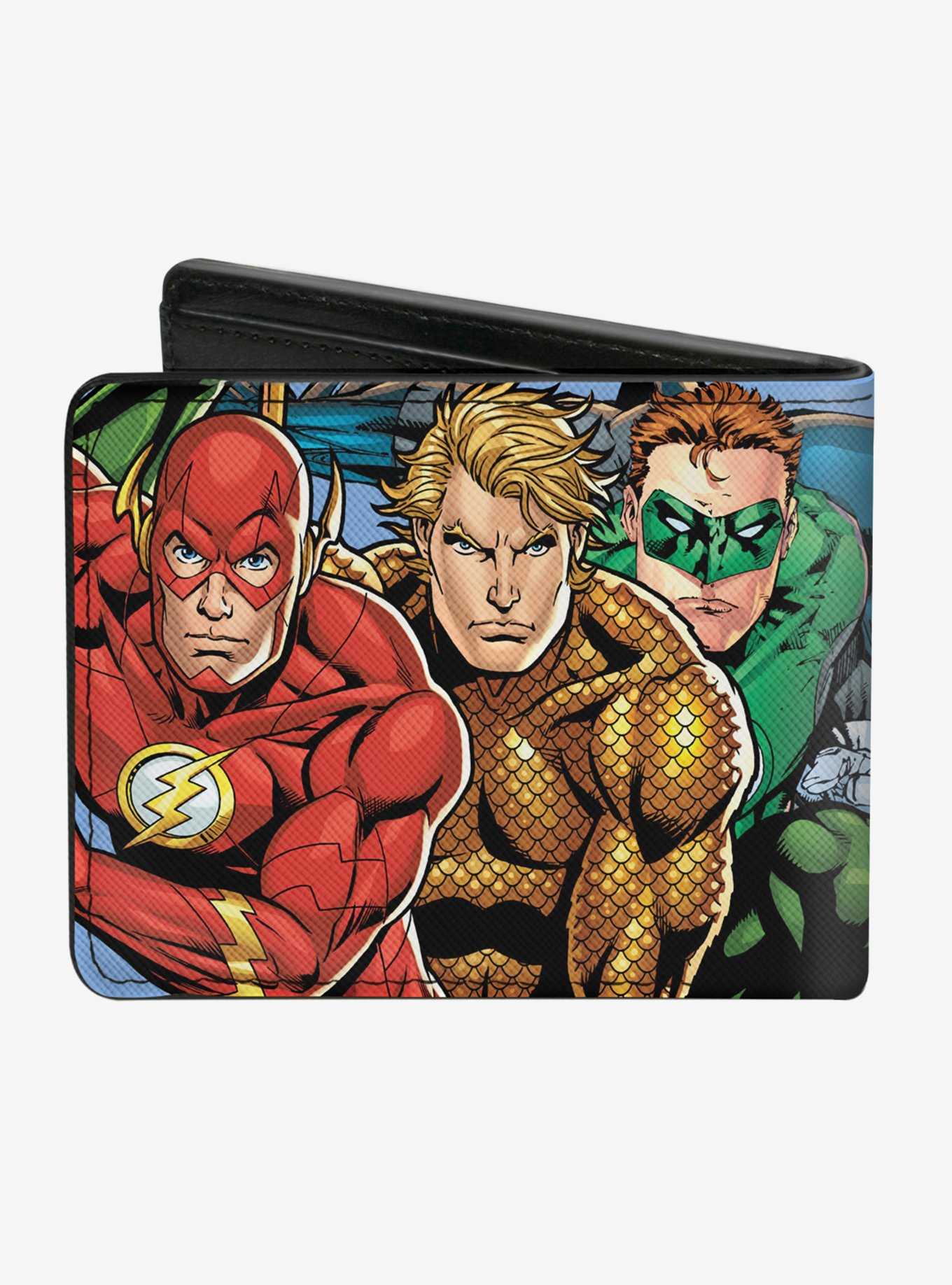 DC Comics Justice League New 52 Superhero Group Action Poses Bifold Wallet, , hi-res
