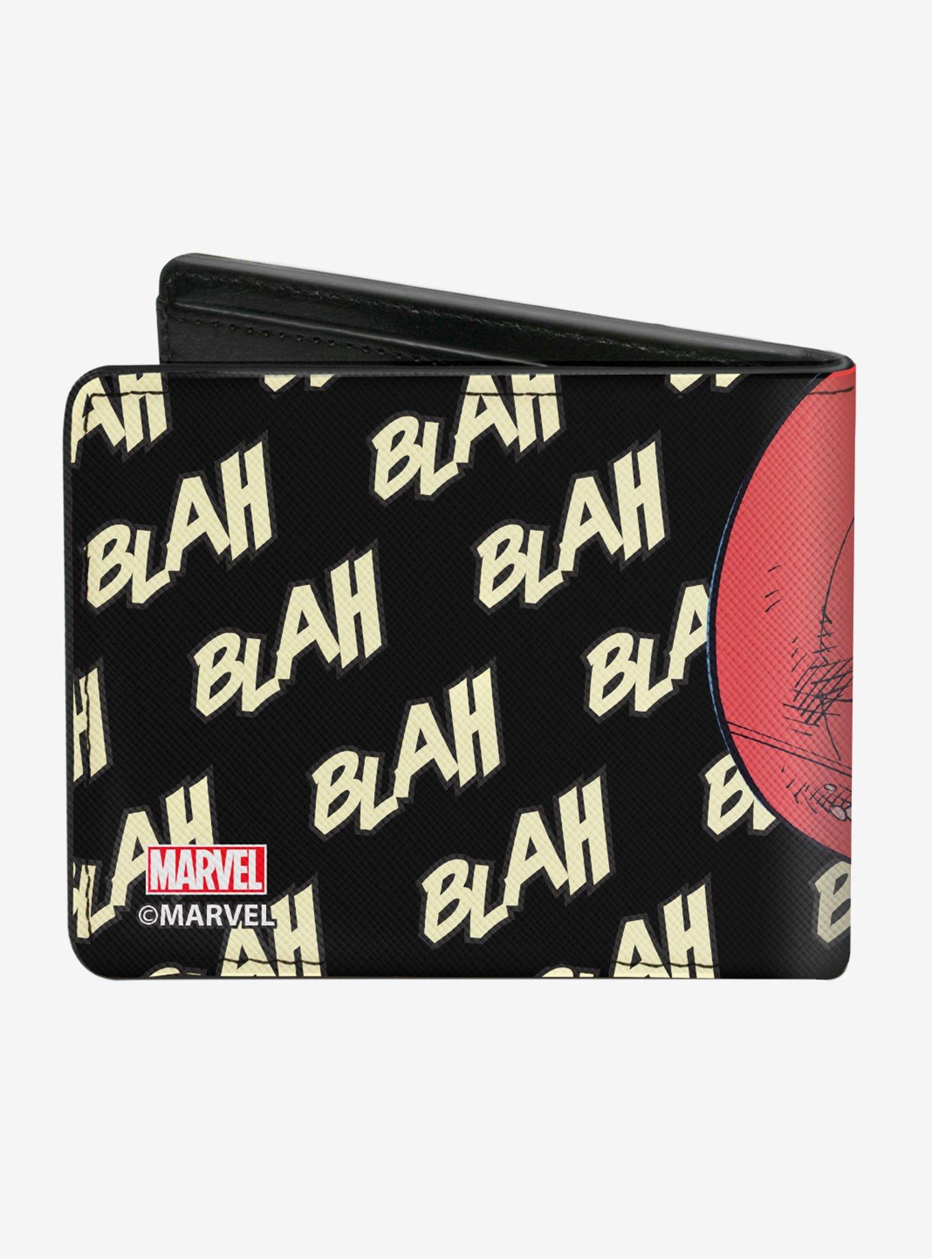 Marvel Deadpool Face Close Up Blah Blah Blah Text Bifold Wallet, , alternate
