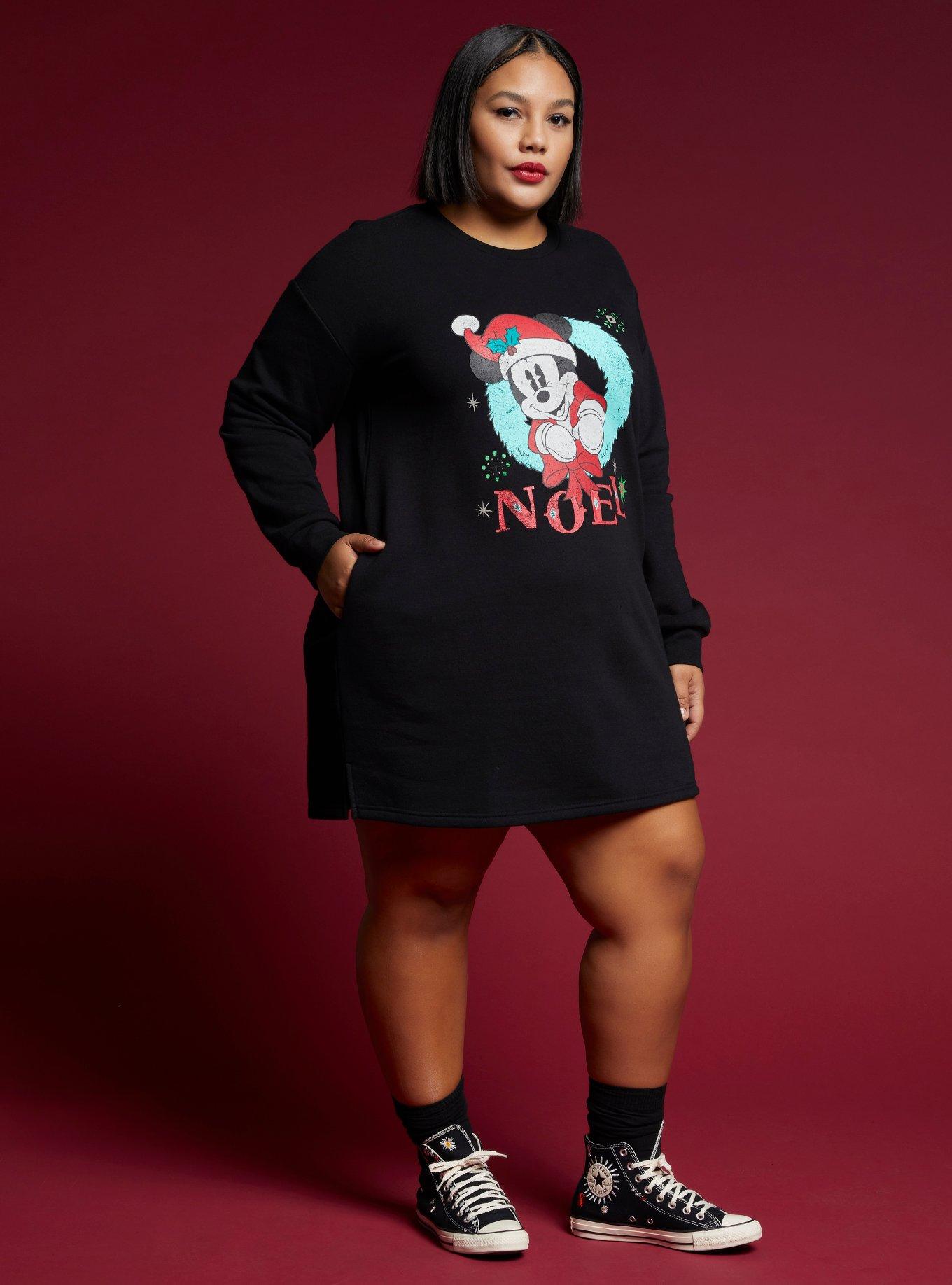 Disney Mickey Mouse Holiday Noel Sweatshirt Dress Plus Size, MULTI, alternate