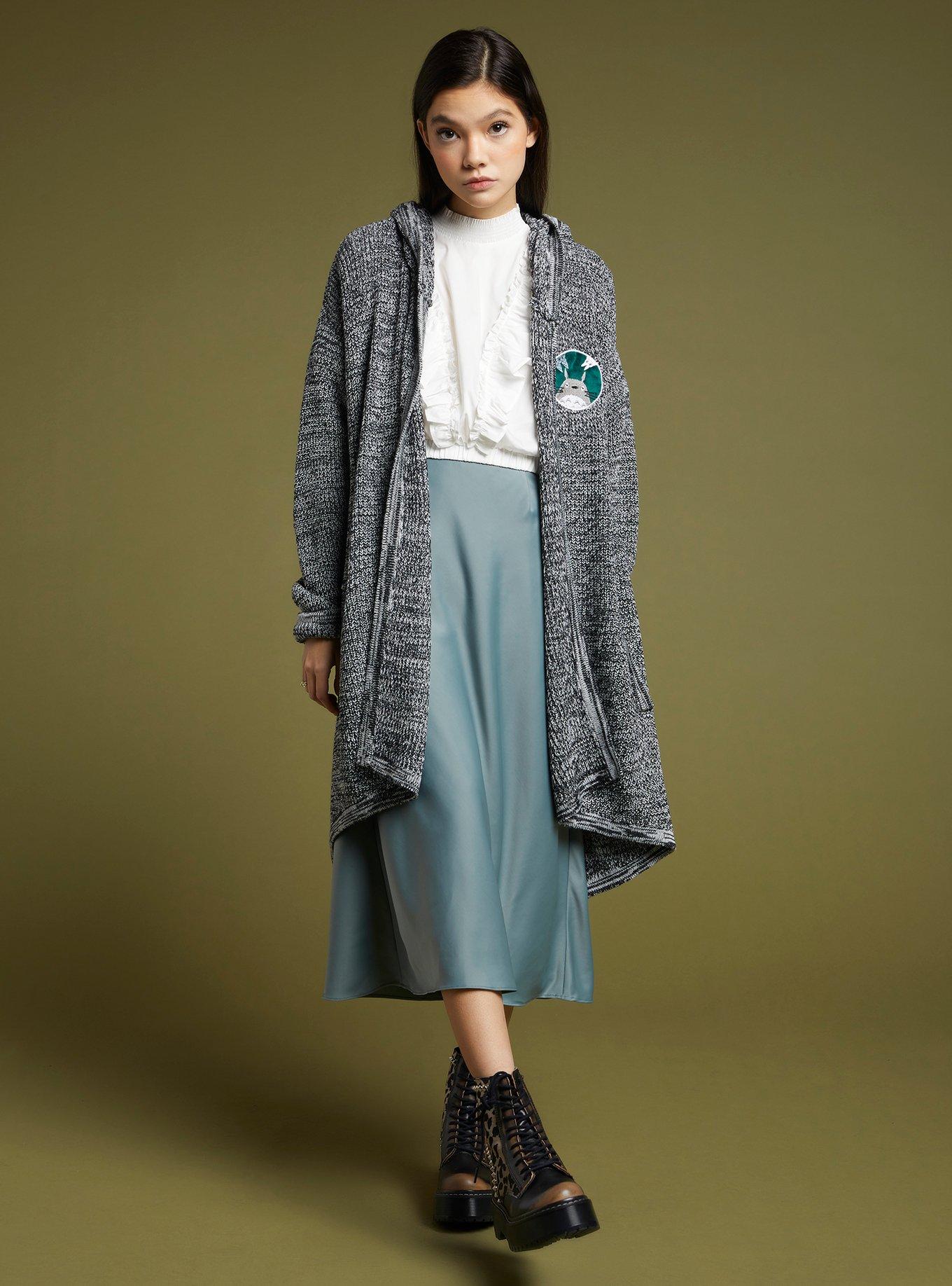 Her Universe Studio Ghibli My Neighbor Totoro Embroidered Patches Hooded Open Cardigan, MULTI, alternate