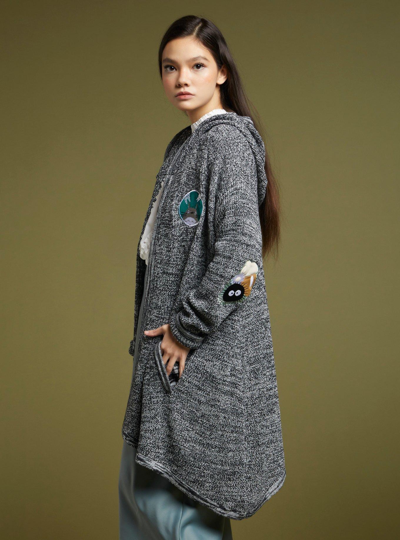 Her Universe Studio Ghibli My Neighbor Totoro Embroidered Patches Hooded Open Cardigan, MULTI, alternate