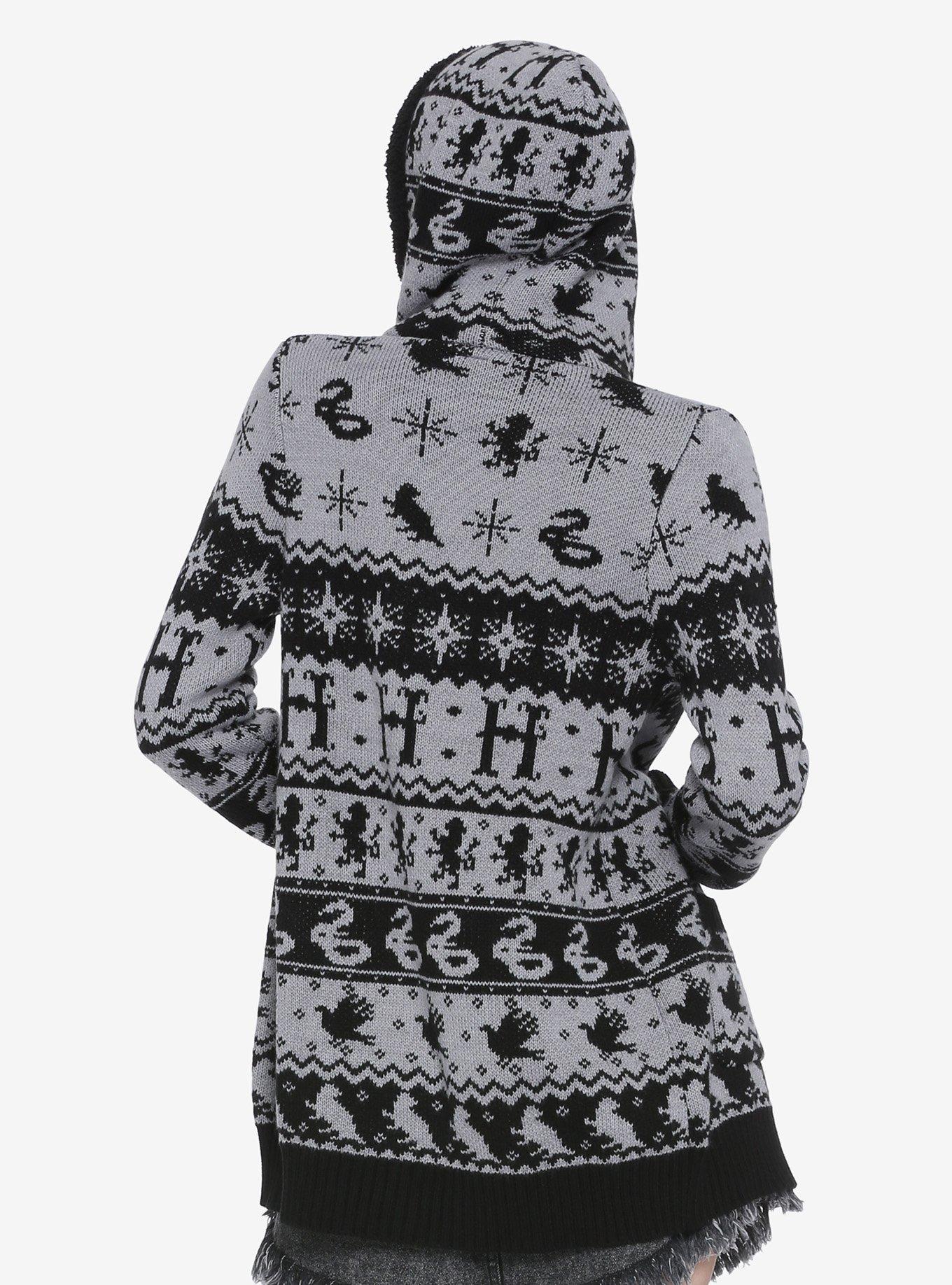 Harry Potter House Symbols Fair Isle Sherpa Open Cardigan, MULTI, alternate