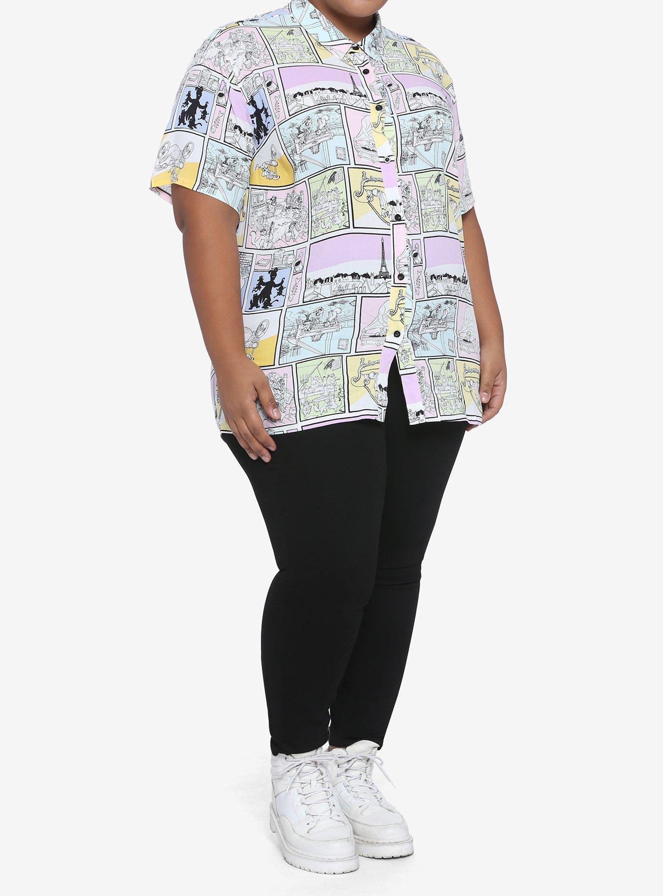 Disney The Aristocats Comic Book Panel Woven Button-Up Plus Size, MULTI, alternate