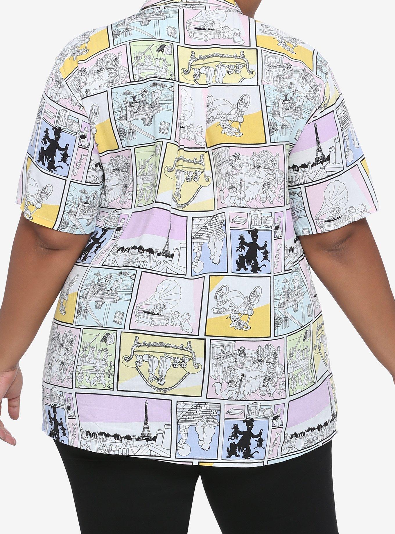 Disney The Aristocats Comic Book Panel Woven Button-Up Plus Size, MULTI, alternate