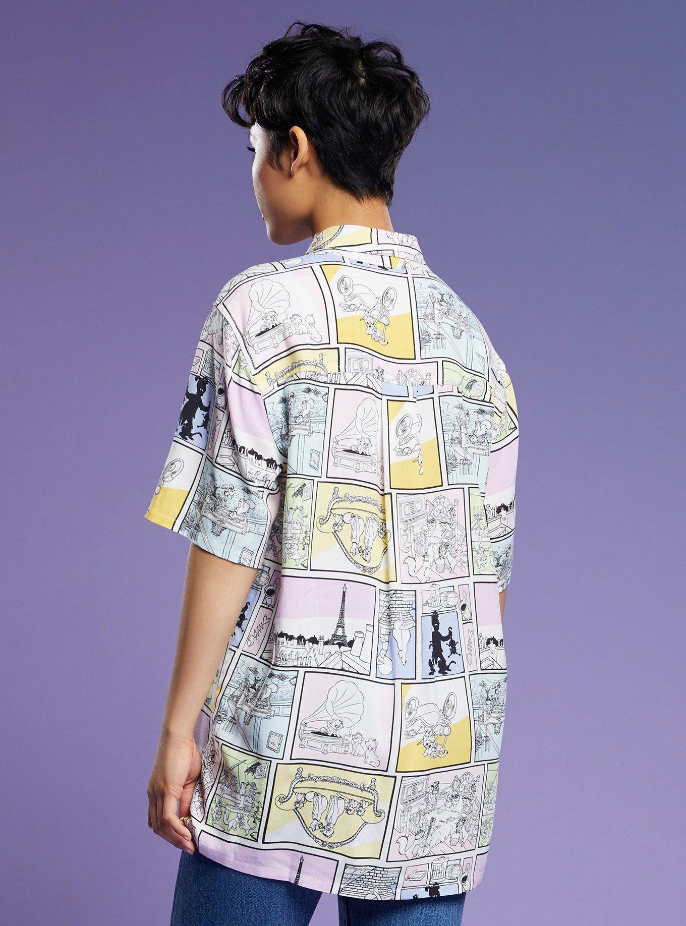 Disney The Aristocats Comic Book Panel Woven Button-Up, MULTI, alternate