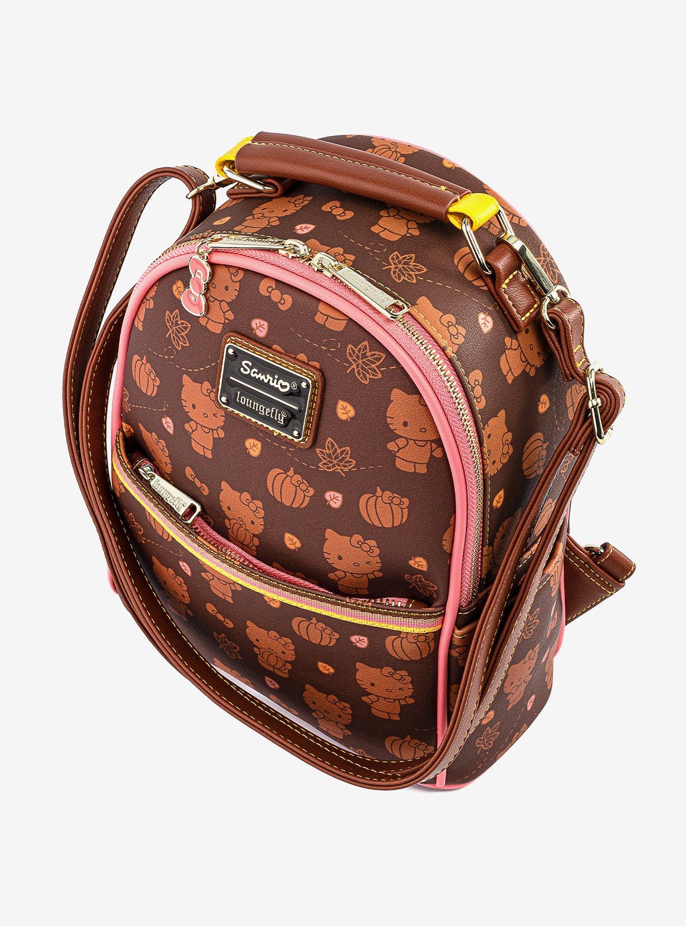 Loungefly Sanrio Hello Kitty Pumpkin Spice Allover Print Convertible Mini Backpack, , alternate