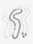 Skull Safety Pin Dice Chain Necklace Set, , alternate