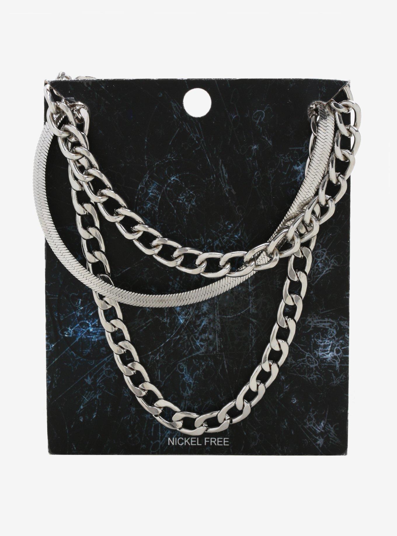 Silver Snake Chain Layered Necklace, , alternate