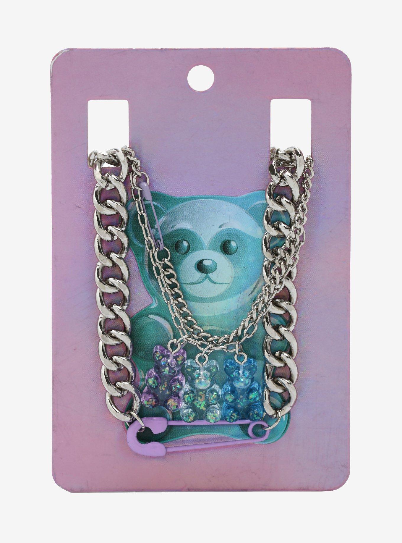 Candy Bear Safety Pin Chain Necklace Set, , alternate