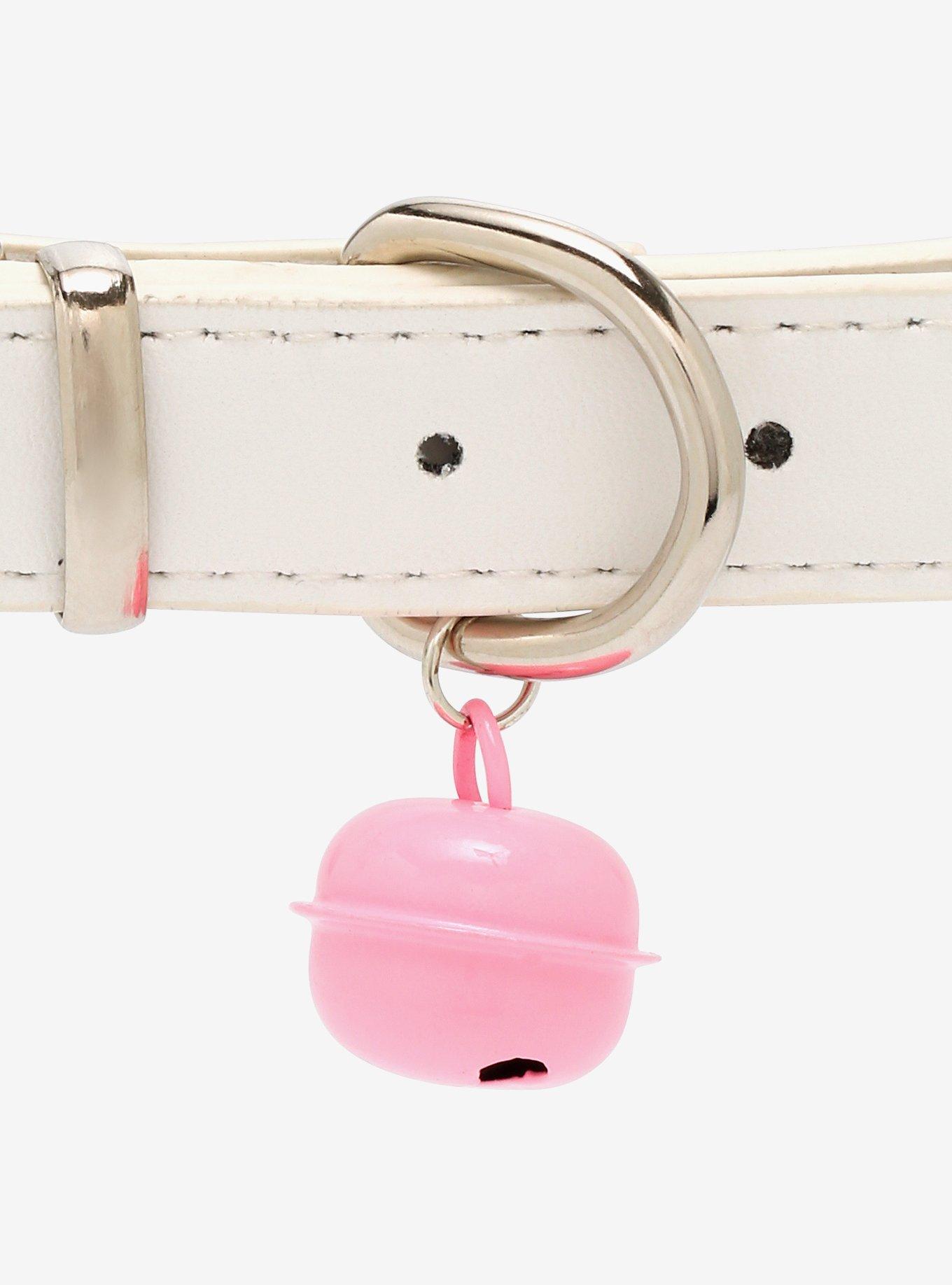 Pink Bell Buckle White Faux Leather Choker, , alternate