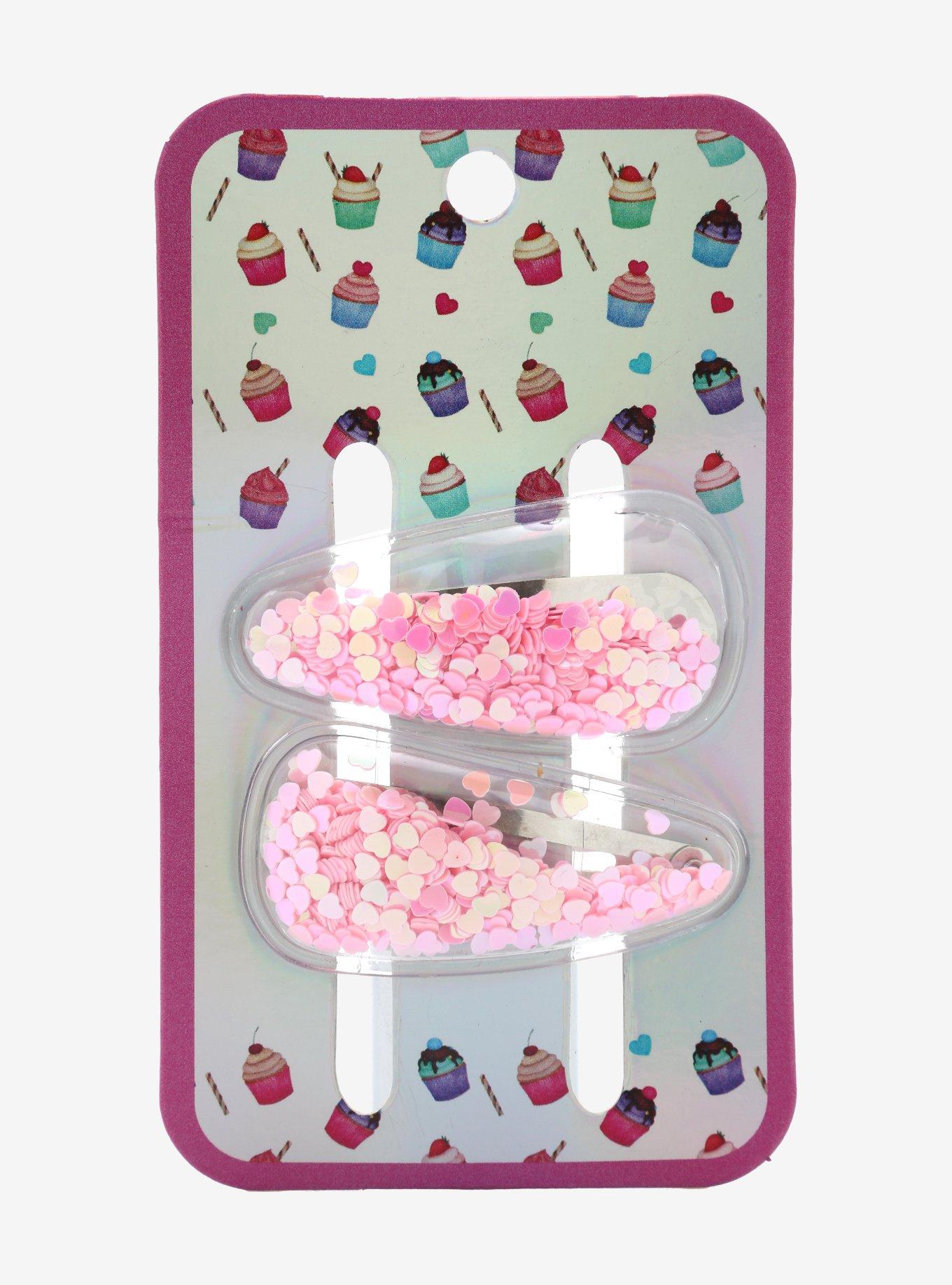 Heart Confetti Hair Clips, , alternate