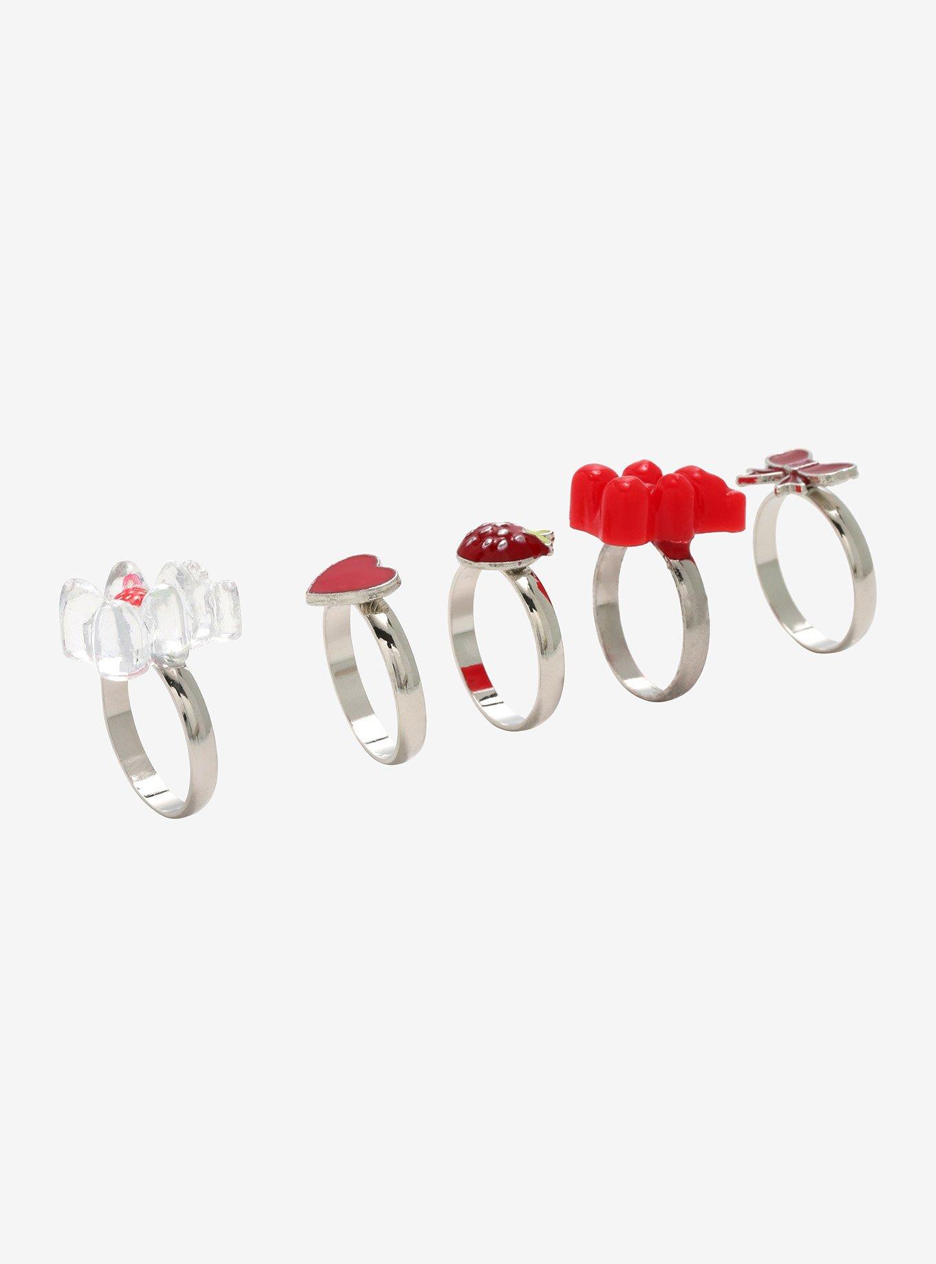 Strawberry Candy Bear Ring Set, , alternate