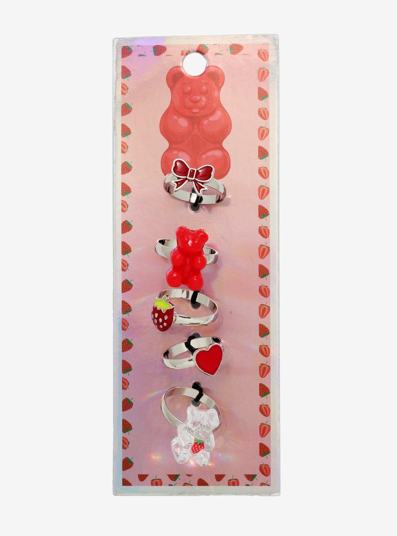 Strawberry Candy Bear Ring Set, , alternate