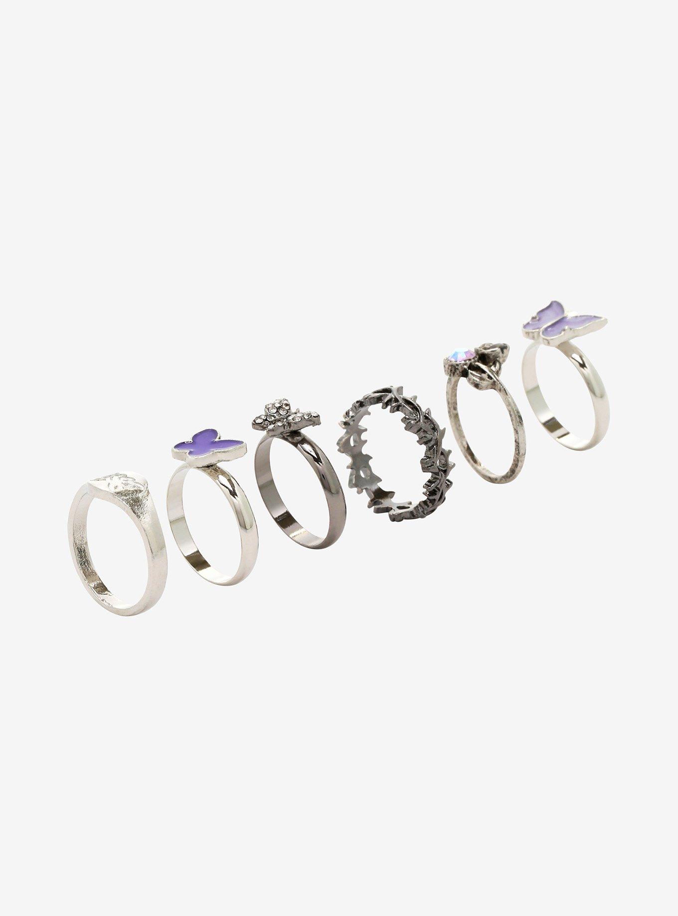 Purple Butterfly Ring Set, , alternate
