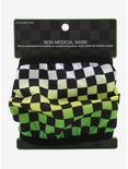 Green Checkered Fashion Face Mask With Chain, , alternate