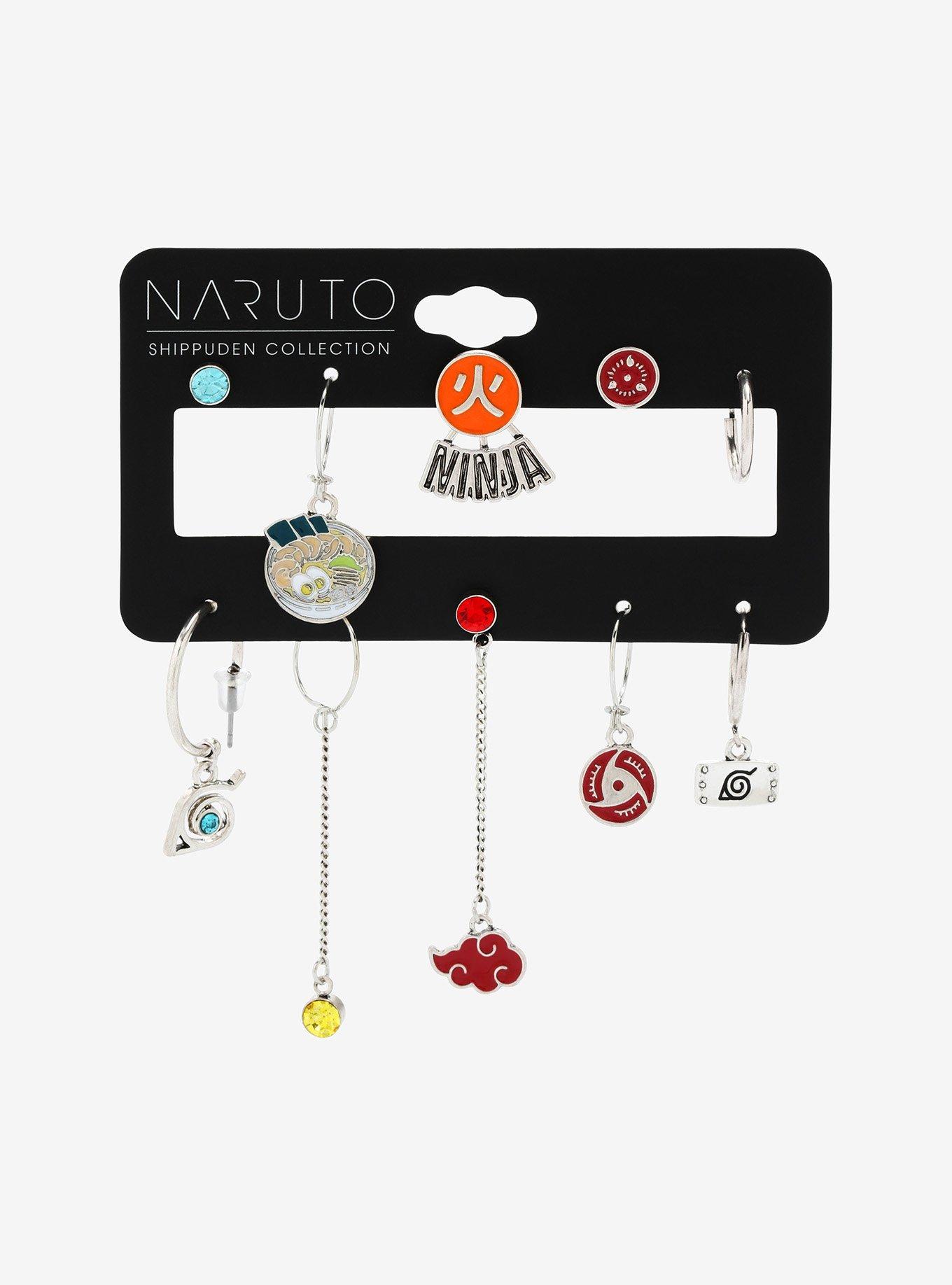 Naruto Shippuden Mismatch Hoop & Stud Earring Set, , alternate