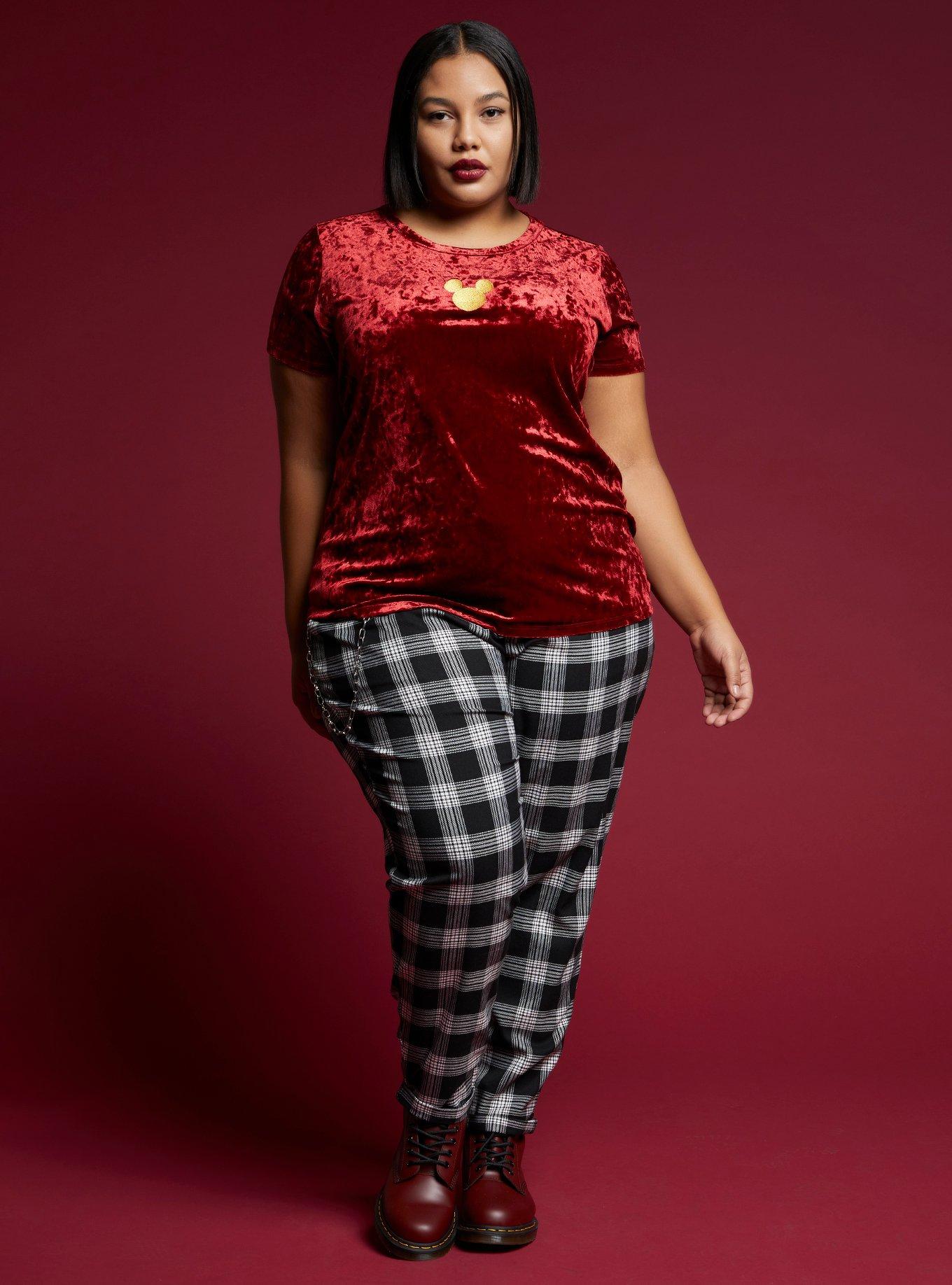 Disney Mickey Mouse Holiday Velvet Girls Top Plus Size, BURGUNDY, alternate