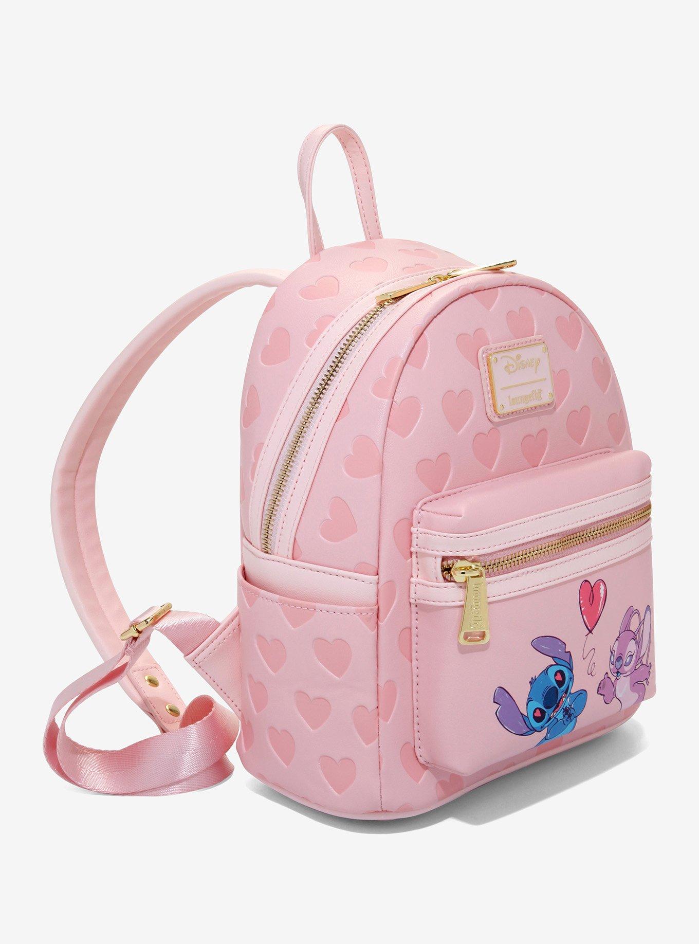Loungefly Disney Stitch and Angel Valentine Heart Pink Mini Backpack