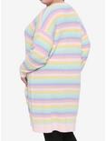 Pastel Rainbow Stripe Girls Cardigan Plus Size, STRIPE - MULTI, alternate