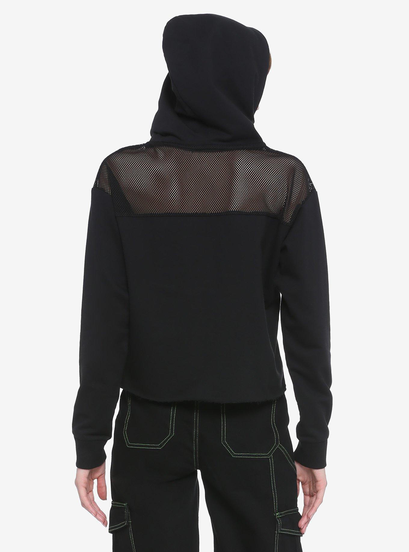 Not Today Satan Mesh Girls Hoodie, BLACK, alternate