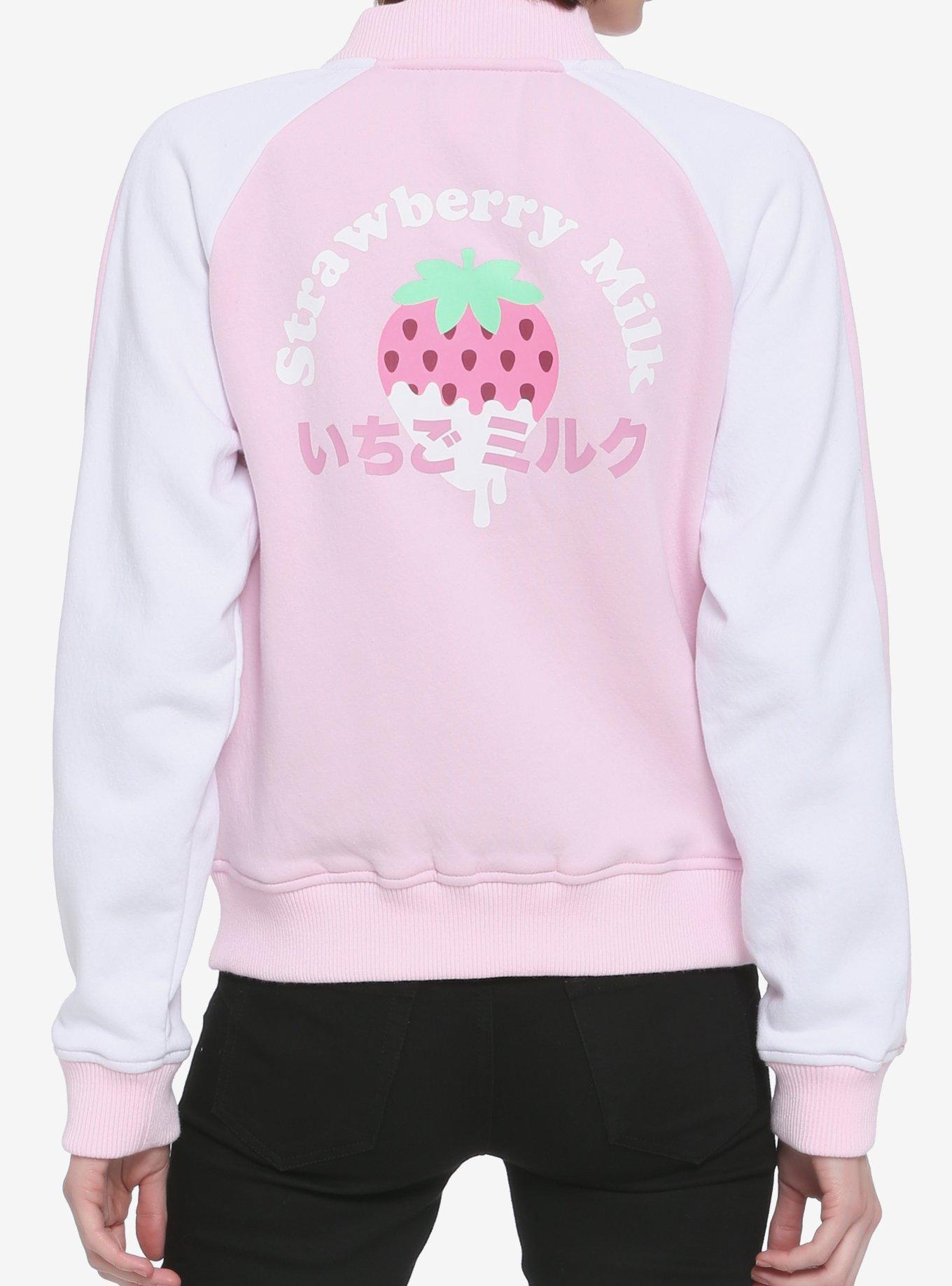 Strawberry Milk Girls Bomber Jacket, PINK, alternate