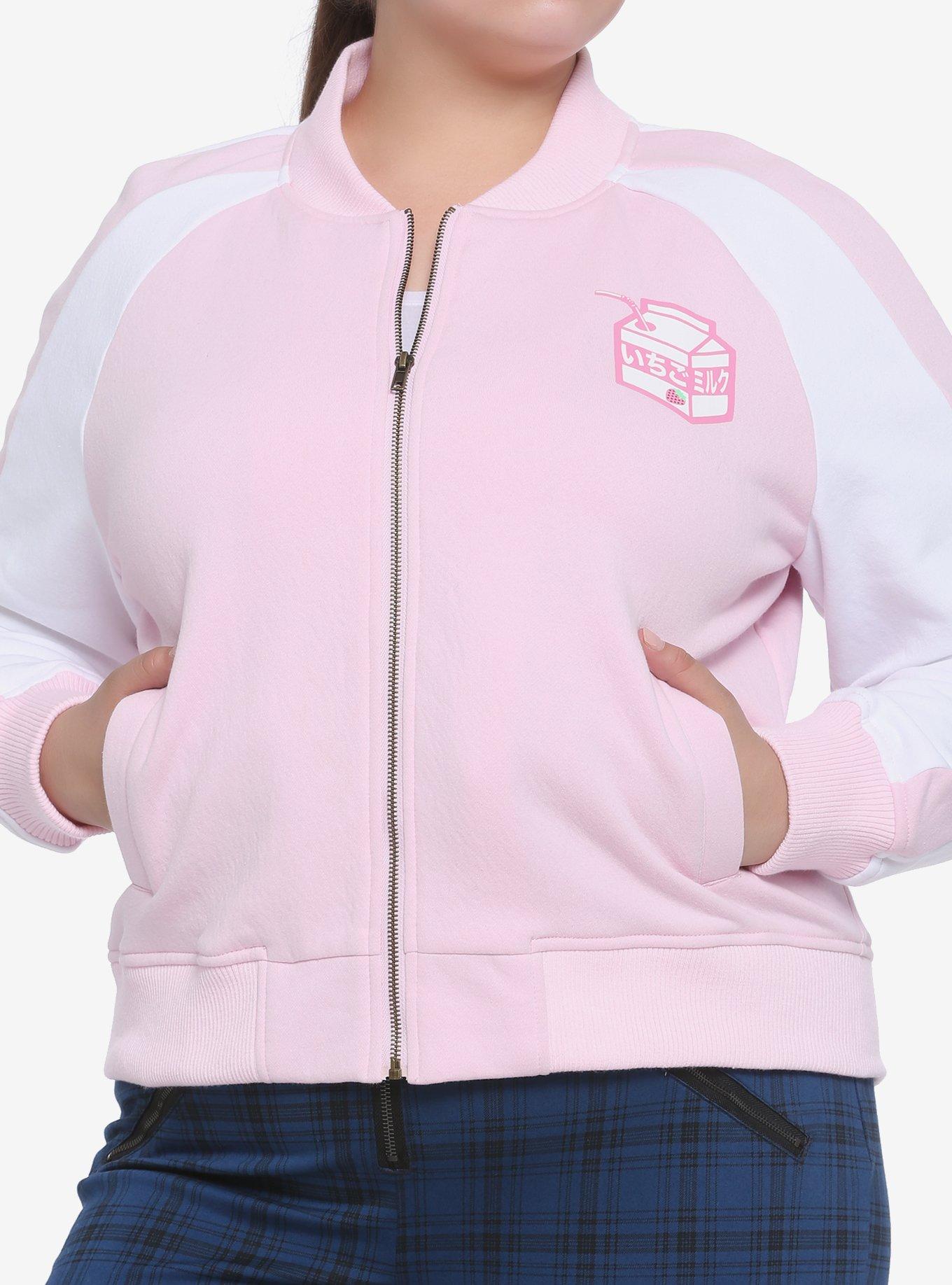 Strawberry Milk Girls Bomber Jacket Plus Size, PINK, alternate