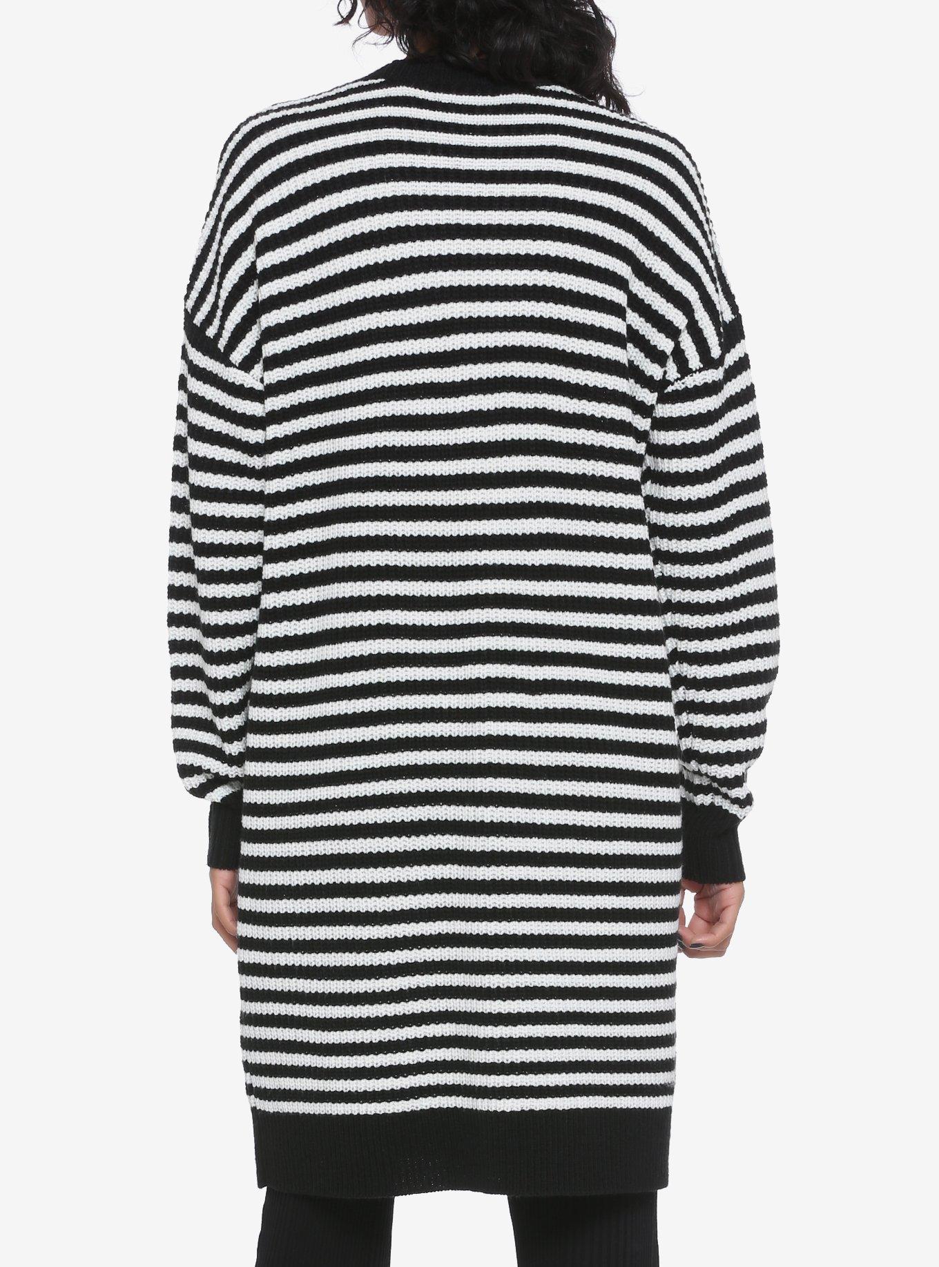 Black & White Stripe Girls Cardigan, STRIPES, alternate