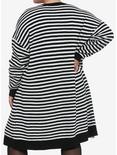 Black & White Stripe Girls Cardigan Plus Size, STRIPE WHITE AND BLACK, alternate
