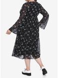 Moon Sheer Bell Sleeve Button-Up Maxi Duster Plus Size, BLACK, alternate