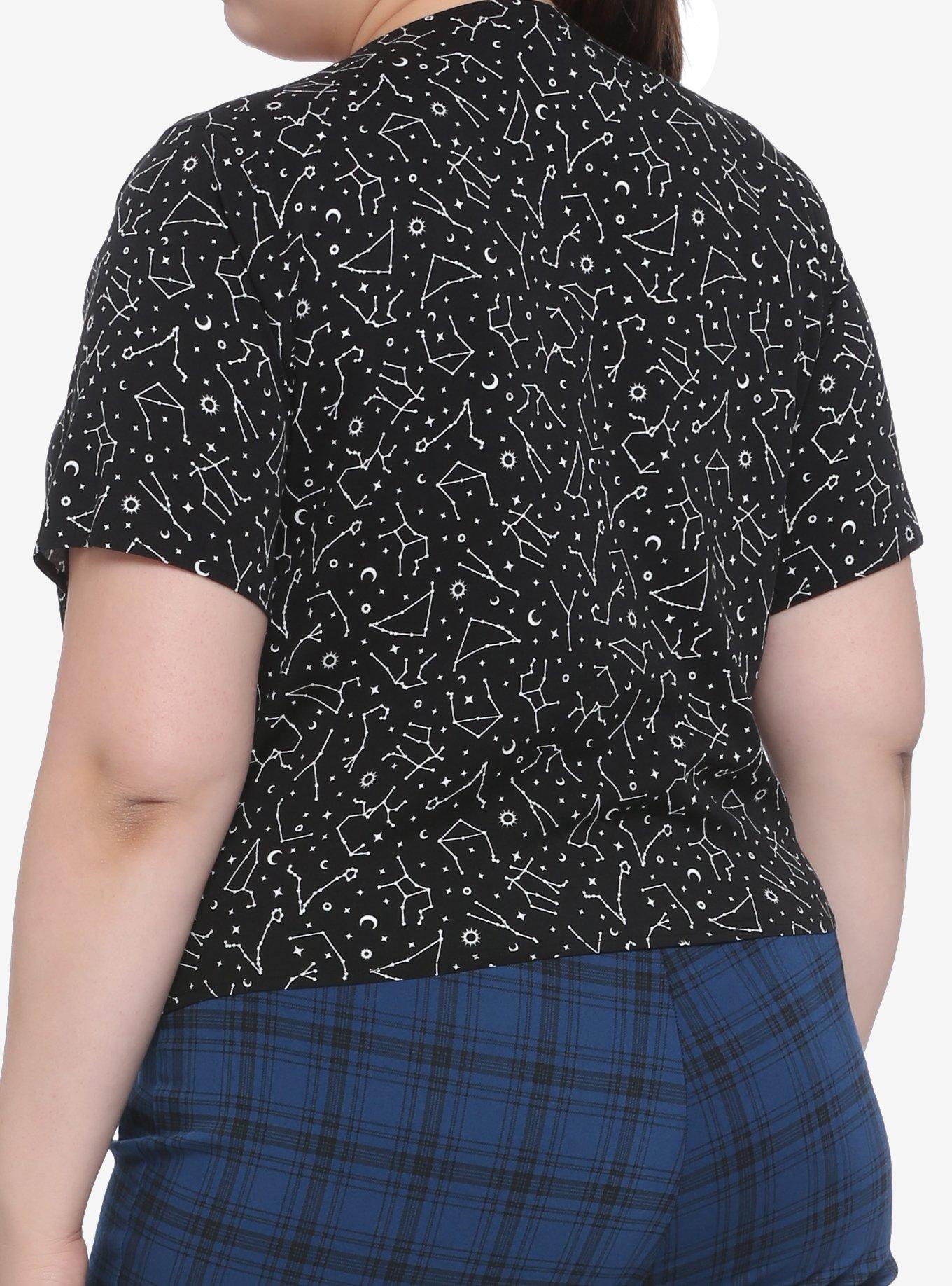 Constellation Tie-Front Girls Woven Button-Up Plus Size, , alternate