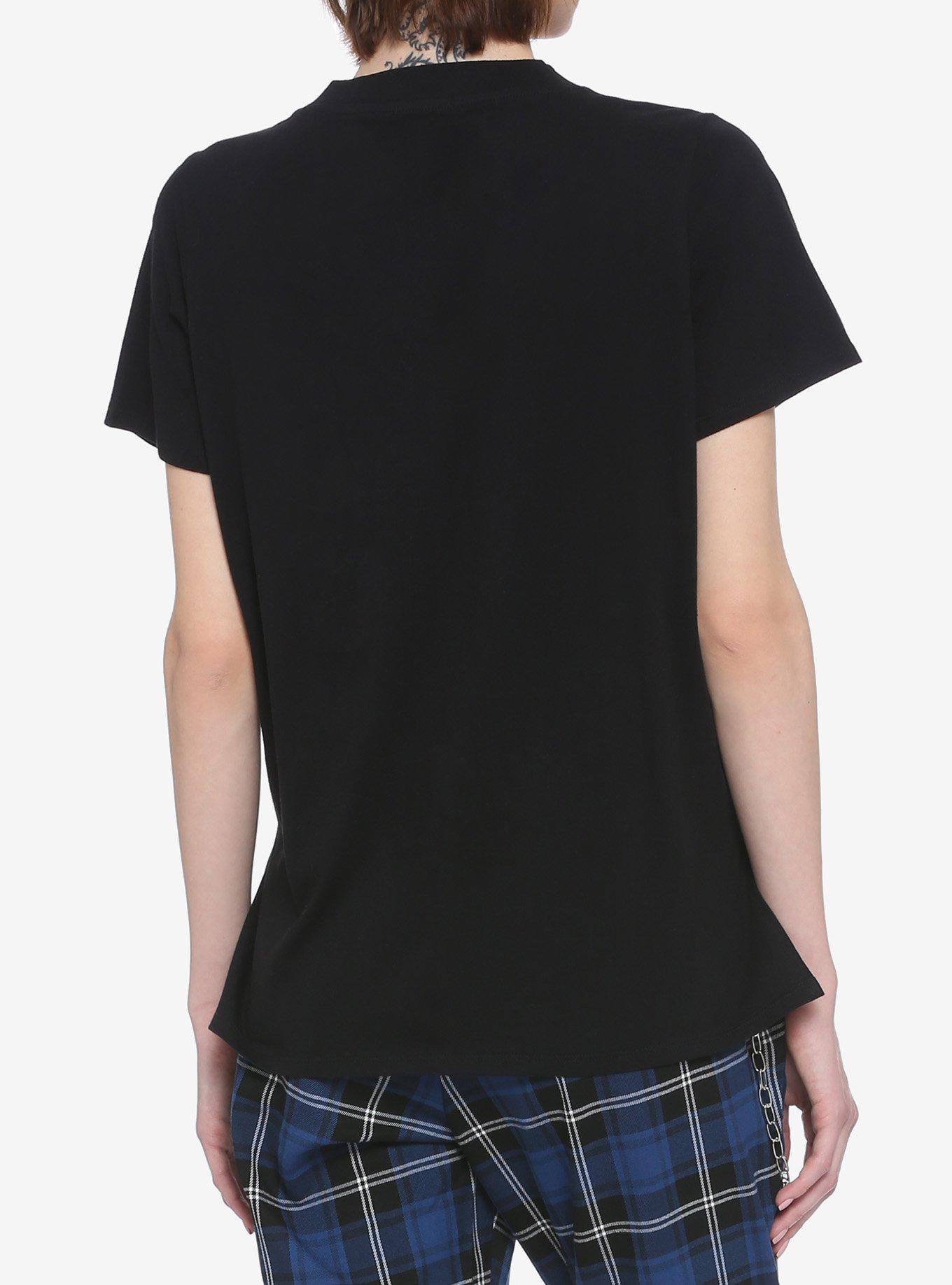 Black V-Cutout Strappy Girls T-Shirt, BLACK, alternate