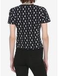 Moon Star Cutout Girls Crop T-Shirt, BLACK, alternate