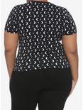 Moon Star Cutout Girls Crop T-Shirt Plus Size, BLACK, alternate