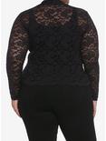 Black Floral Lace Sheer Girls Long-Sleeve Top Plus Size, BLACK, alternate