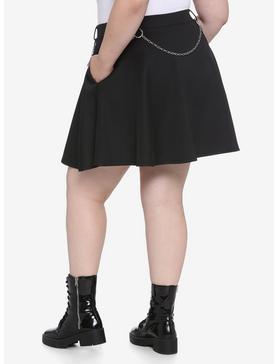 Black Chains & Clips Skater Skirt Plus Size, , hi-res