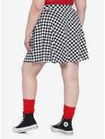 Black & White Checkered Chains & Clips Skater Skirt Plus Size, MULTI, alternate