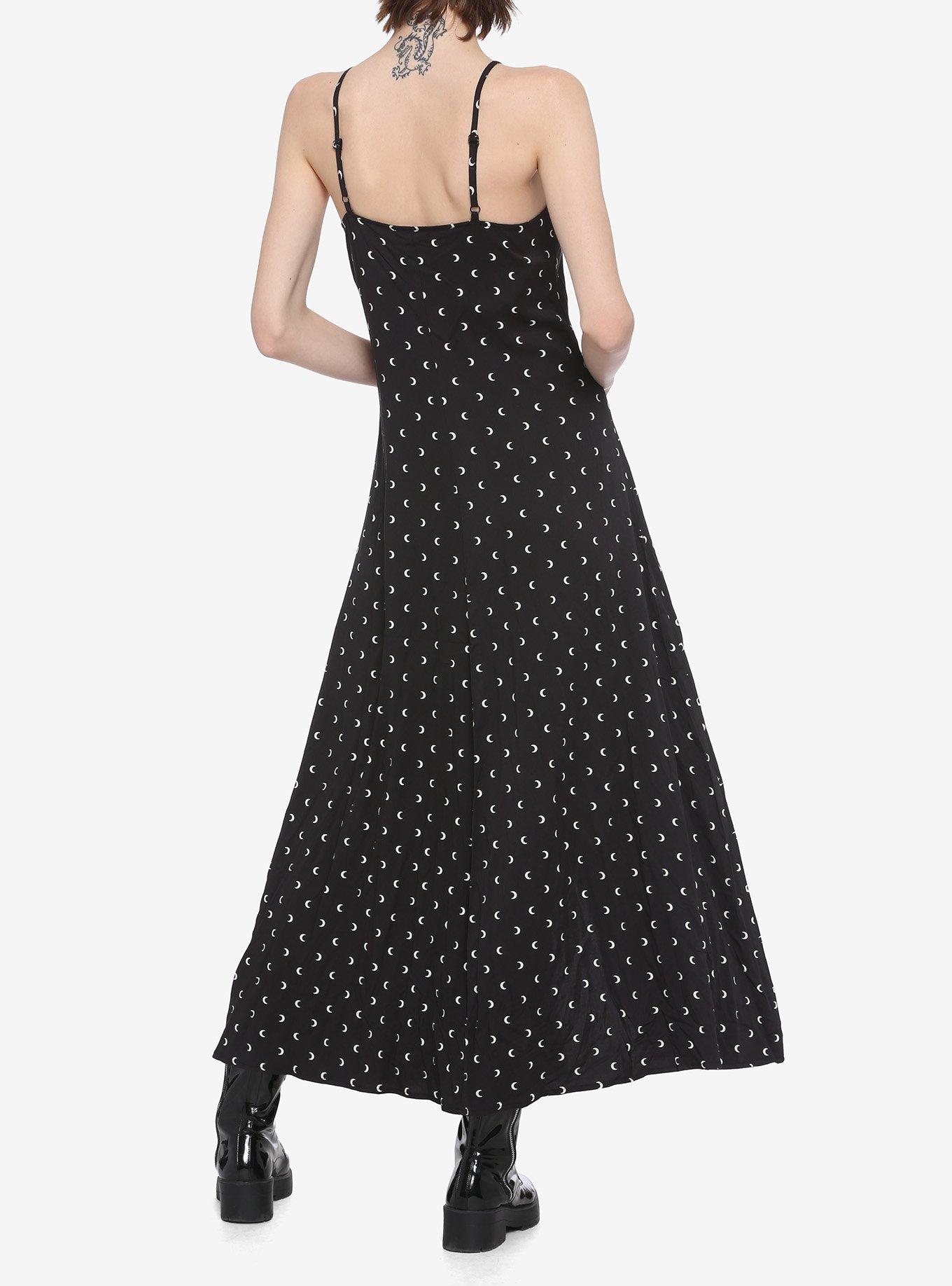 Crescent Moon Maxi Slip Dress, BLACK, alternate
