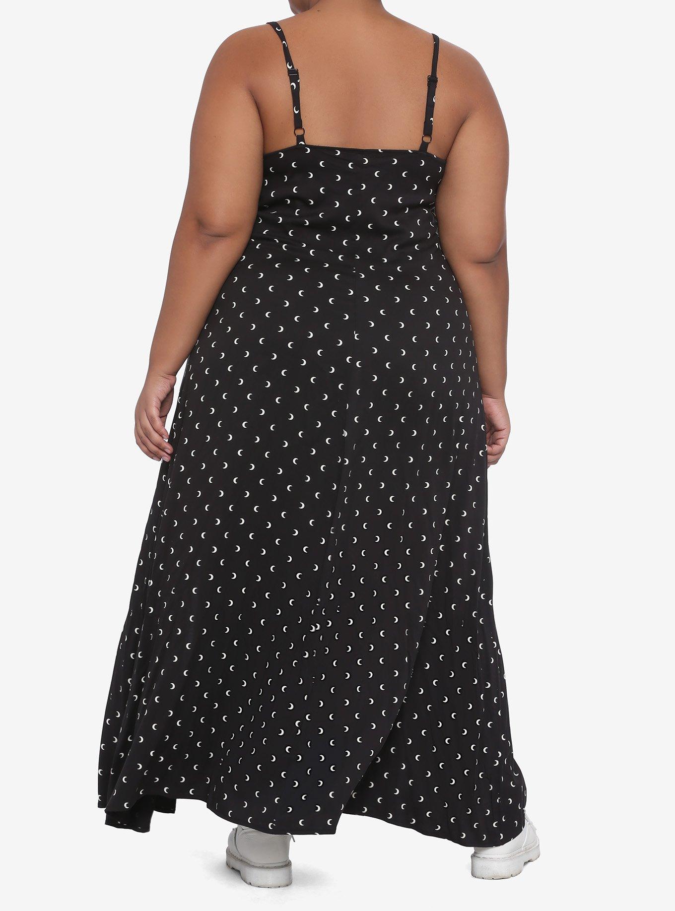 Crescent Moon Maxi Slip Dress Plus Size, BLACK, alternate