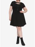 Black High Neck Keyhole Dress Plus Size, BLACK, alternate