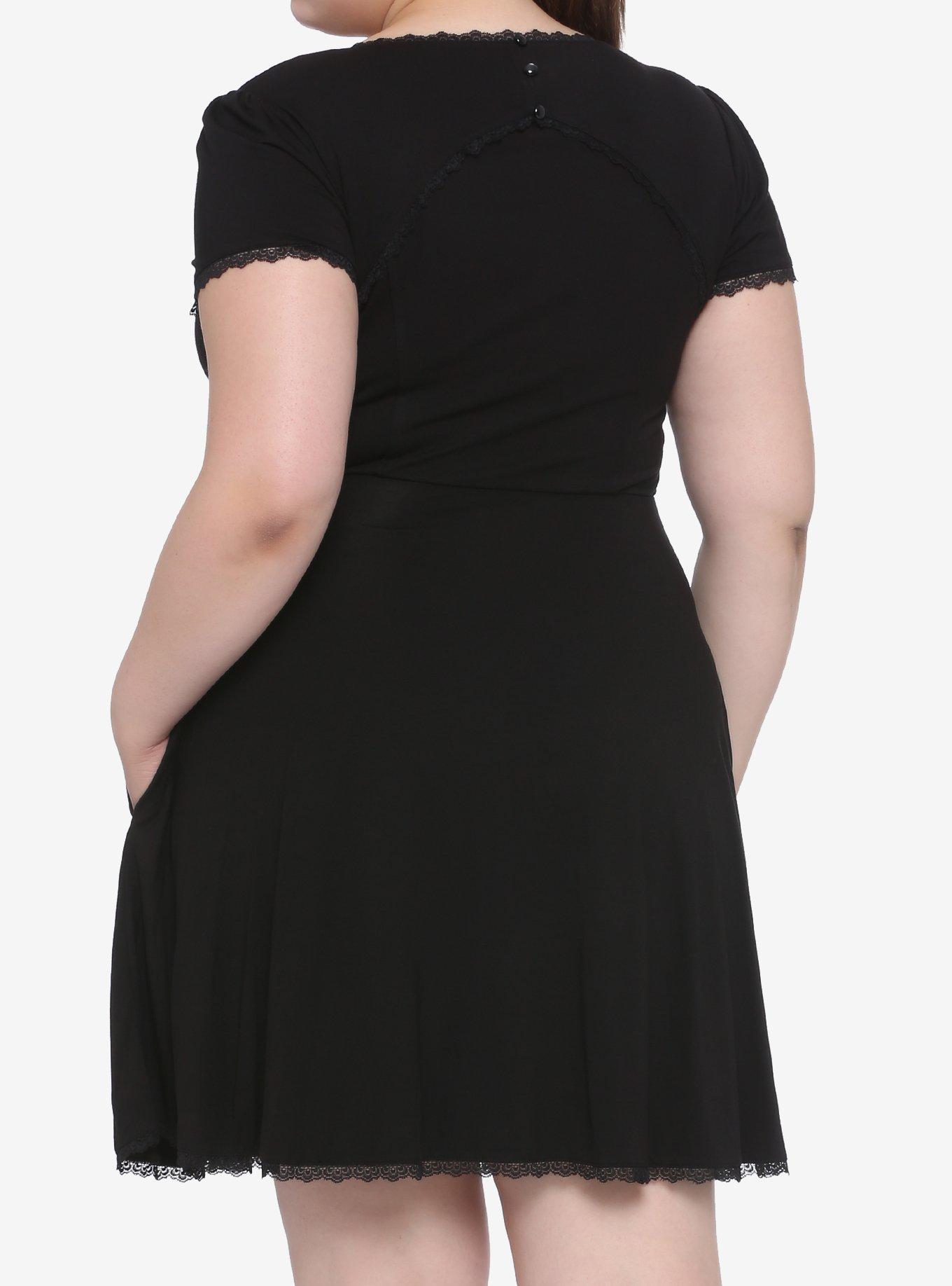 Black High Neck Keyhole Dress Plus Size, BLACK, alternate