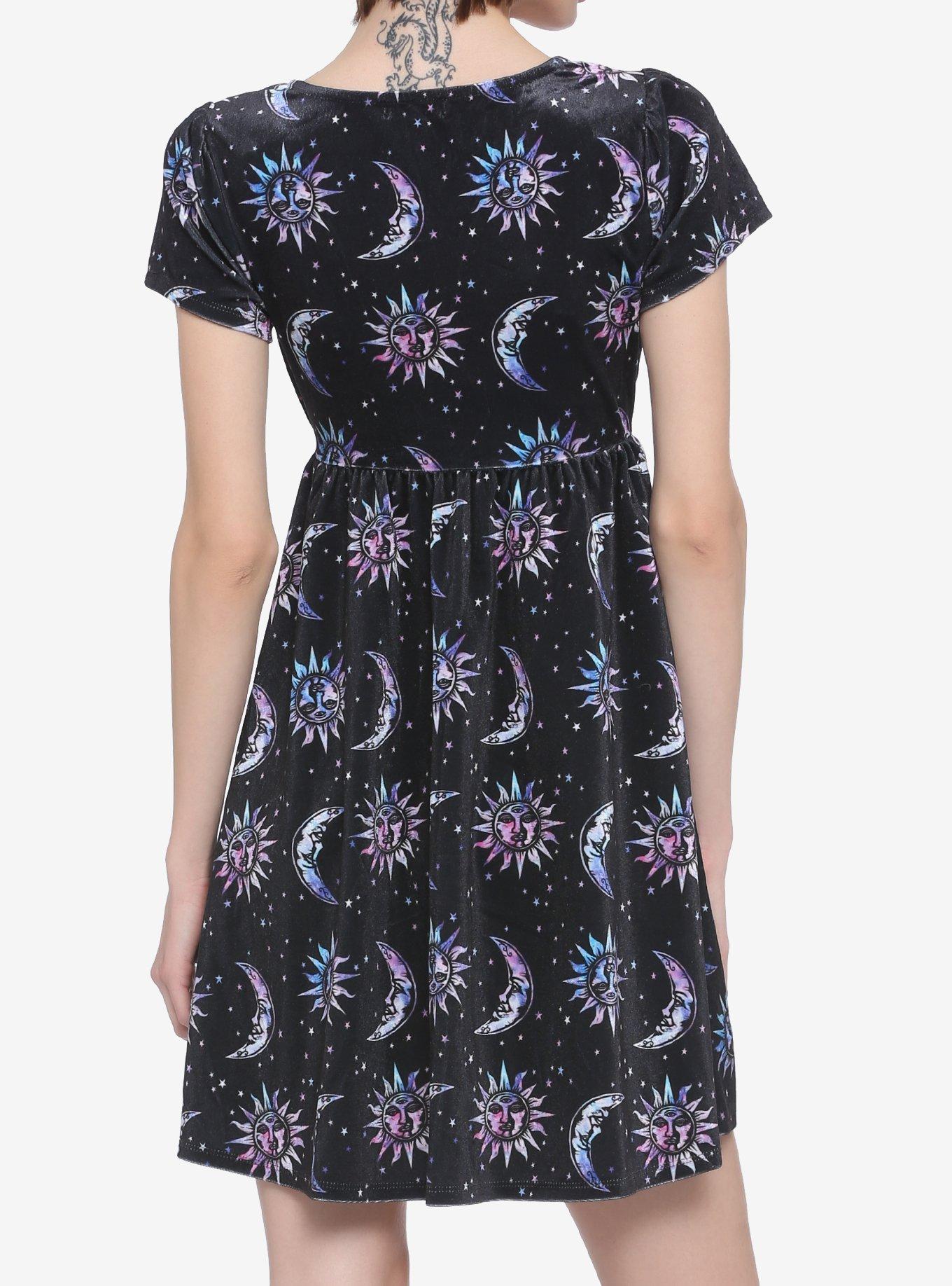 Pastel Moon & Sun Velvet Dress, MULTI, alternate