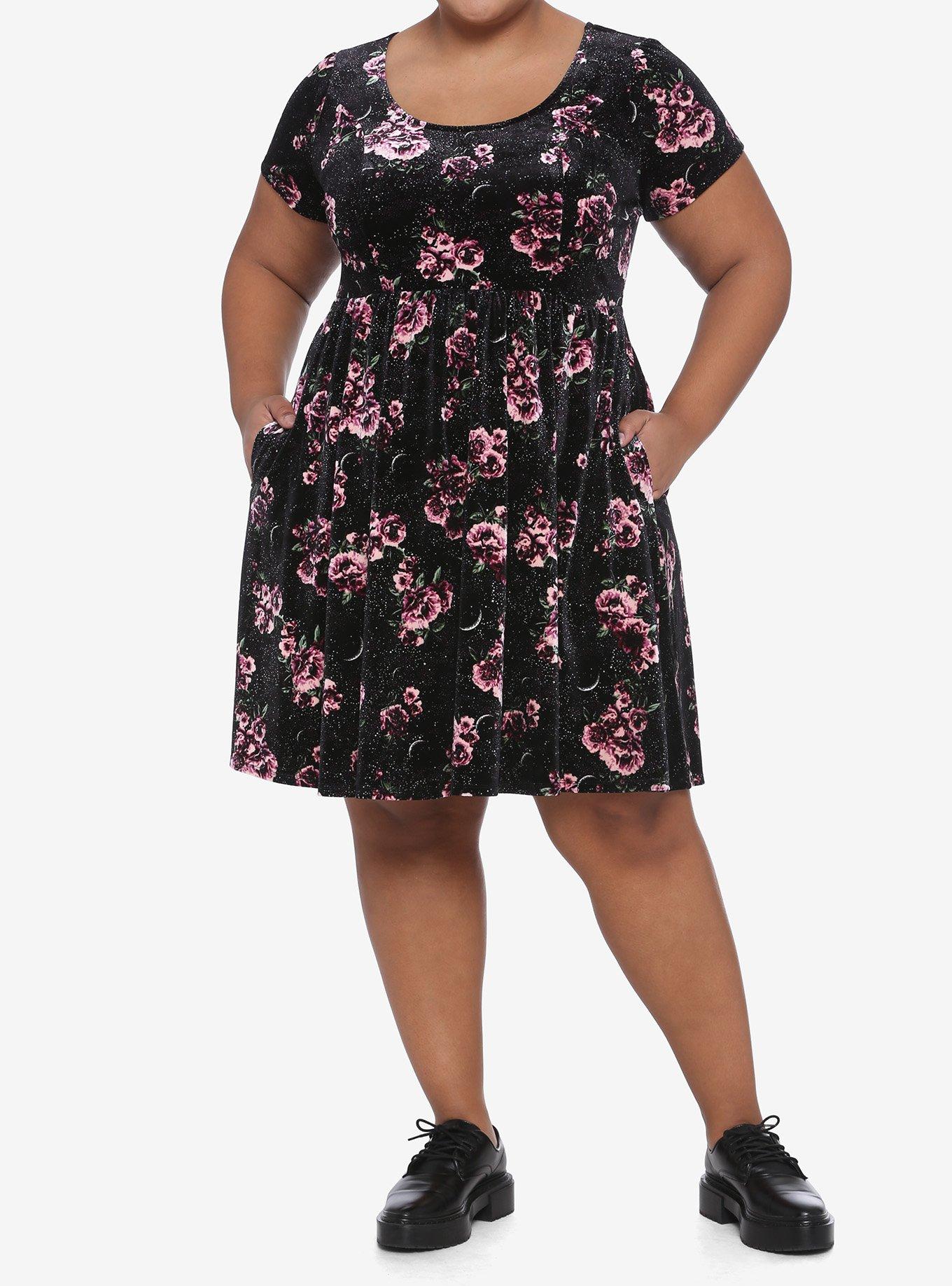 Roses & Moons Velvet Dress Plus Size, MULTI, alternate
