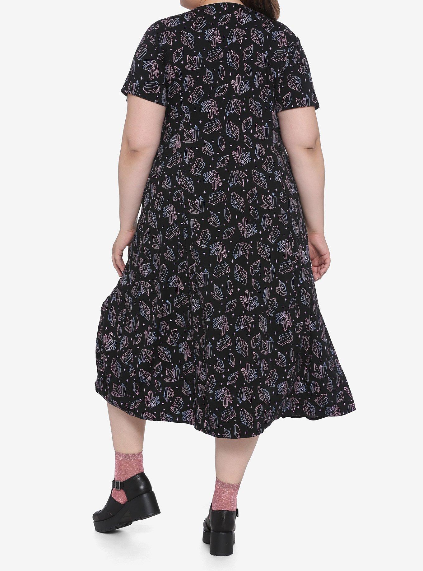 Pastel Crystals Midi Dress Plus Size, MULTI, alternate