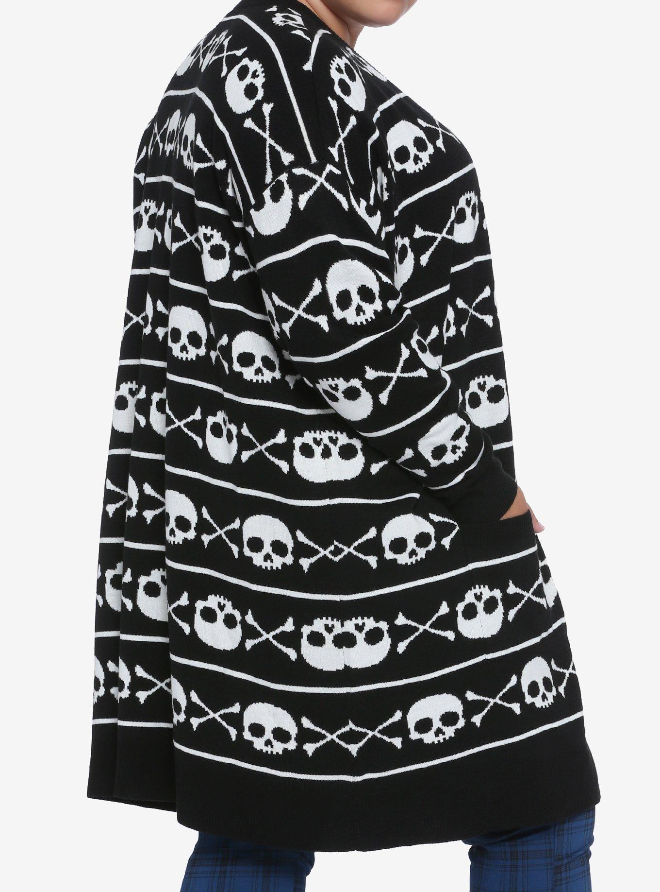 Skull & Cross Bones Girls Cardigan Plus Size, SKULL, alternate