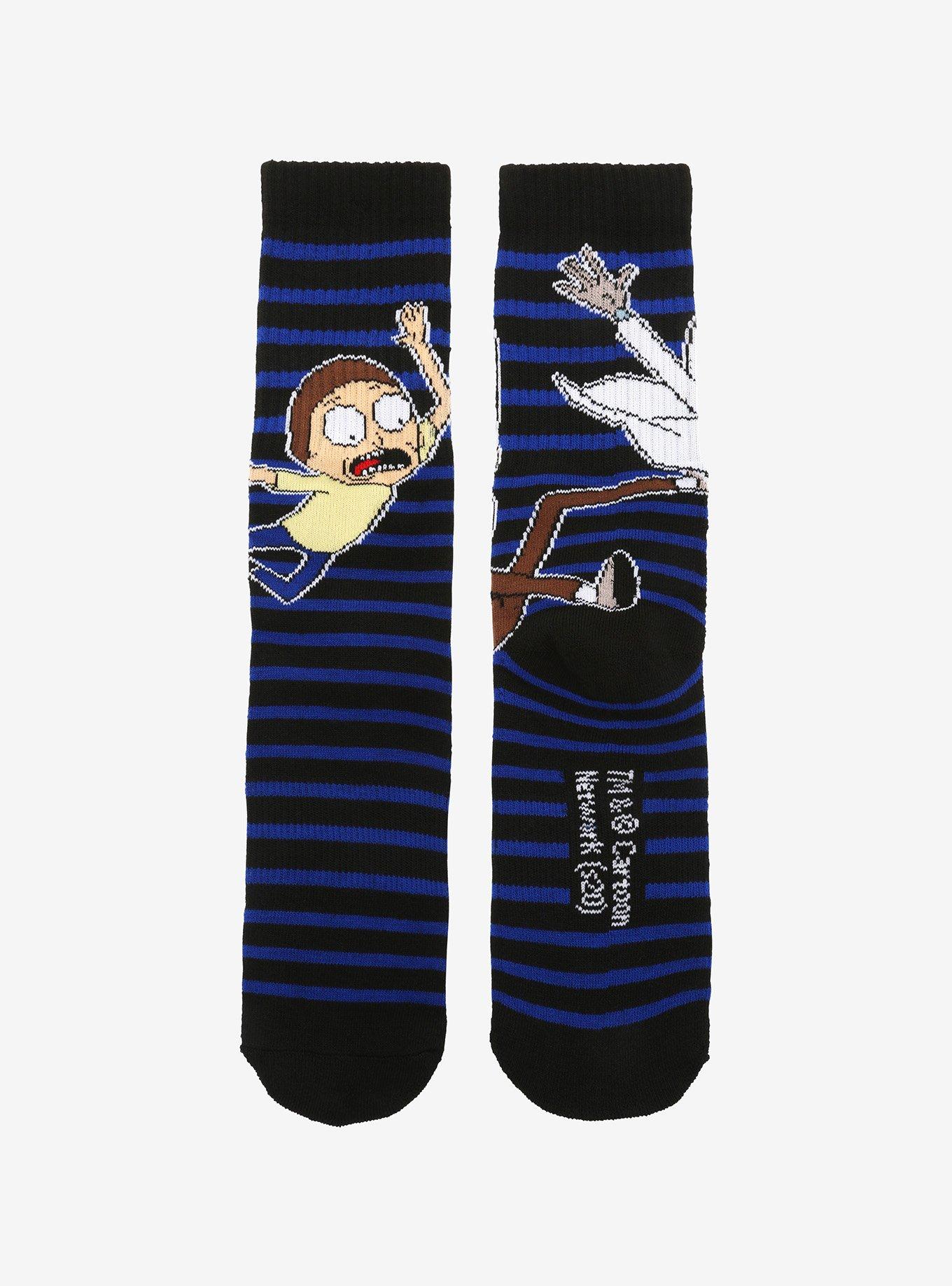 Rick And Morty Falling Stripe Crew Socks, , alternate